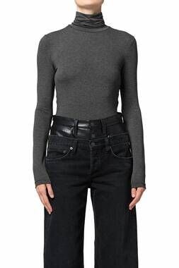 NEW AGOLDE women's pascale turtleneck sweater in charcoal heather
